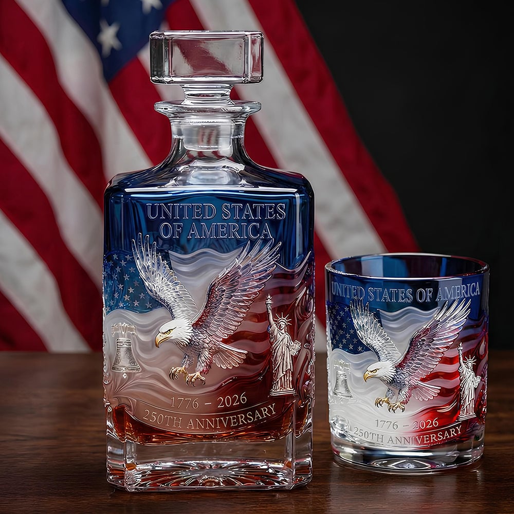 Proud Anniversary Decanter & Round Glass