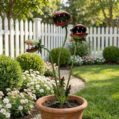 🦷 Eye-Catching Metal Garden Stake – Fantasy Carnivorous Plant-Inspired Outdoor Art