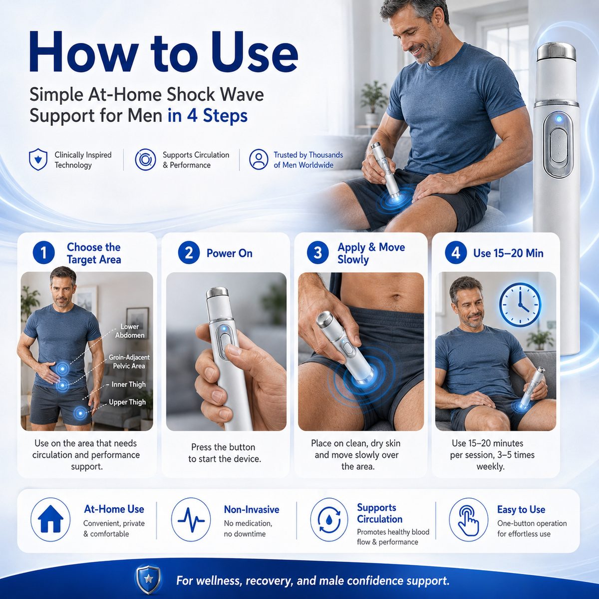 Mresio™ Ultrasonic Shock Wave Therapy Massager——Restore Circulation. Relieve Deep Pain. Rebuild Male Confidence.