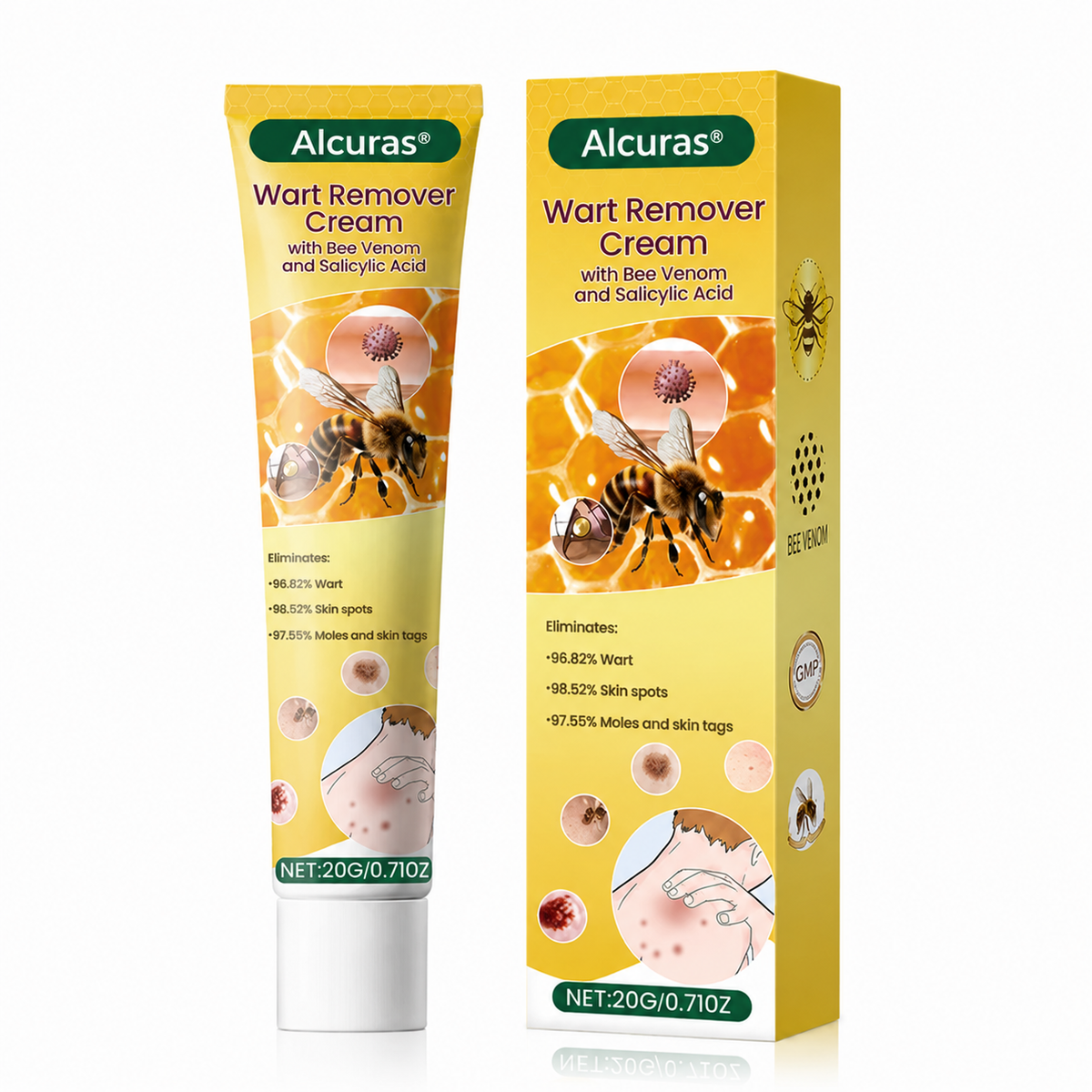 Alcuras® Wart Remover Cream with Bee Venom and Salicylic Acid – Skin Tag Removal & Skin Repair Formula for Face and Body