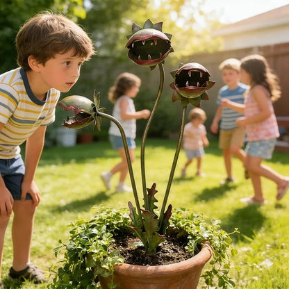 🦷 Eye-Catching Metal Garden Stake – Fantasy Carnivorous Plant-Inspired Outdoor Art