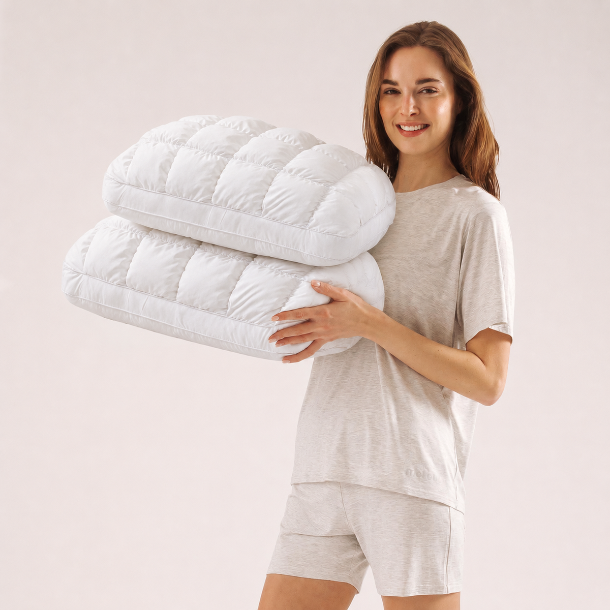 Pineapple Bread Grid Pillow | Dual Layer Fluffy Cooling Bed Pillow, Machine Washable Support Pillow for Side & Back Sleepers