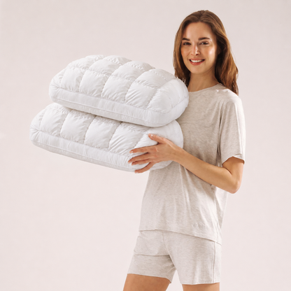 Pineapple Bread Grid Pillow | Dual Layer Fluffy Cooling Bed Pillow, Machine Washable Support Pillow for Side & Back Sleepers