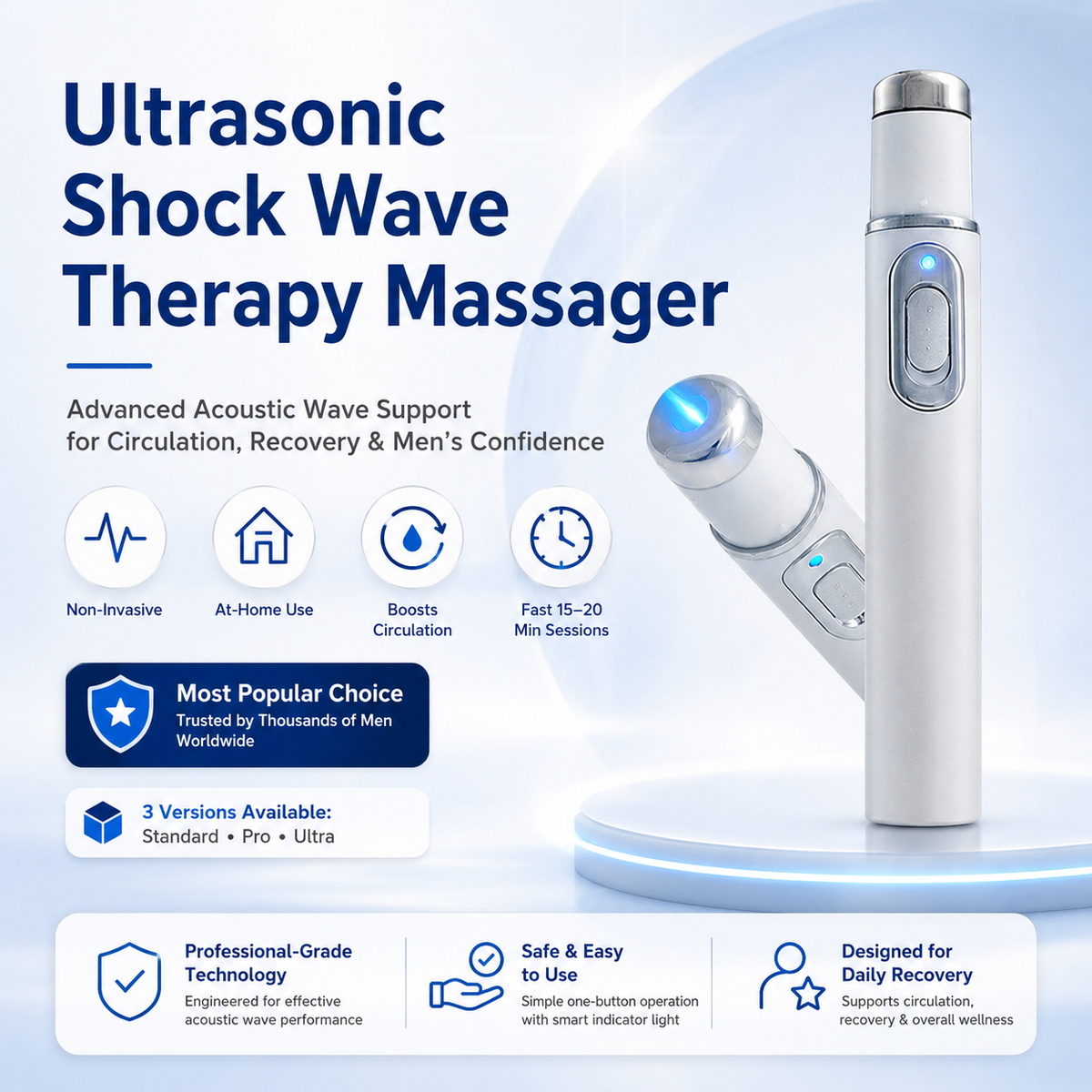 Mresio™ Ultrasonic Shock Wave Therapy Massager——Restore Circulation. Relieve Deep Pain. Rebuild Male Confidence.