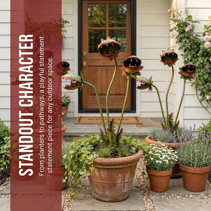 🦷 Eye-Catching Metal Garden Stake – Fantasy Carnivorous Plant-Inspired Outdoor Art