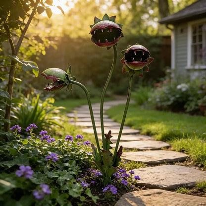 🦷 Eye-Catching Metal Garden Stake – Fantasy Carnivorous Plant-Inspired Outdoor Art