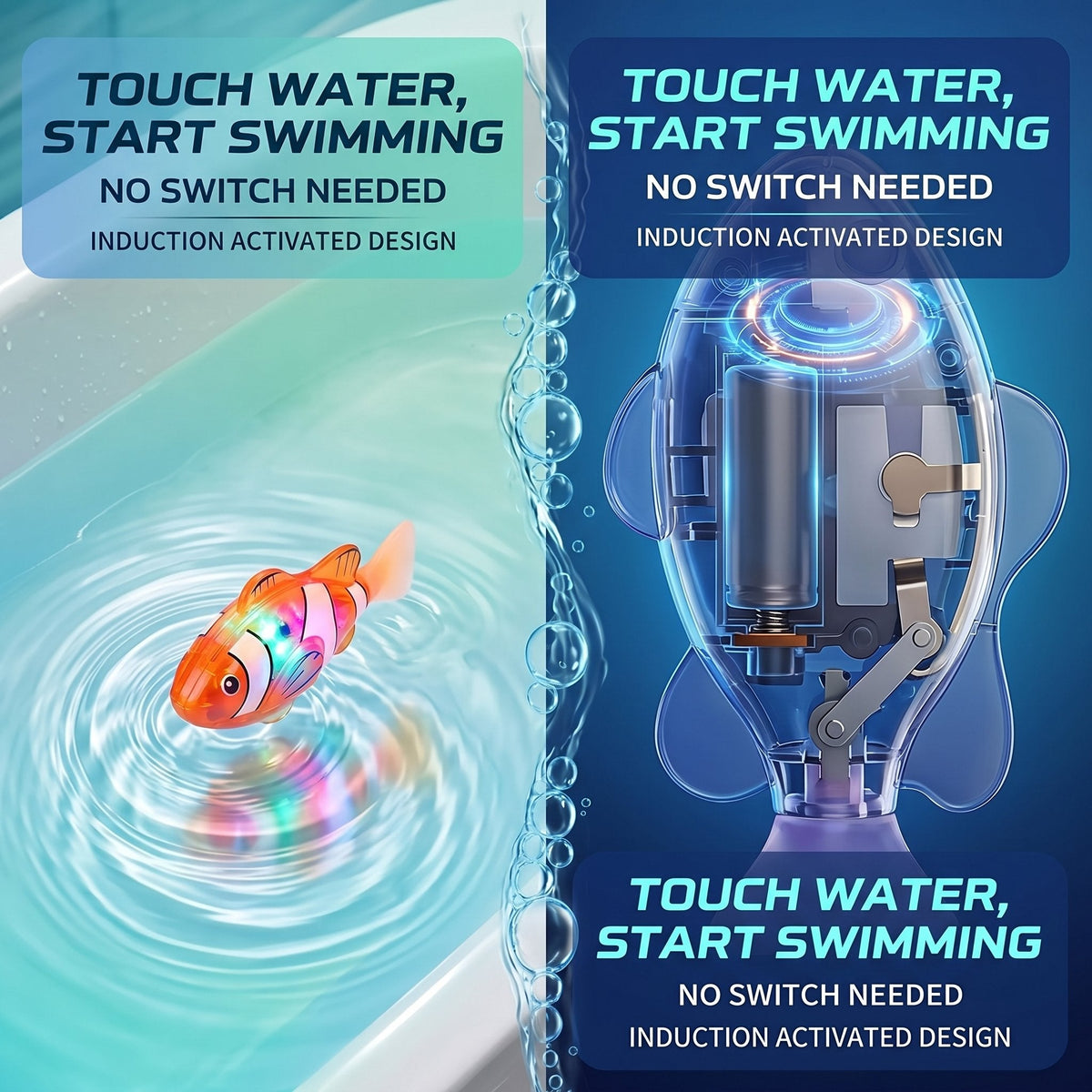 🔥🔥LAST DAY SALE 49% OFF-🛁✨Electronic Pet Fish Bath Toy | LED Light Up | Auto-Swimming Bath Toy🐠💦