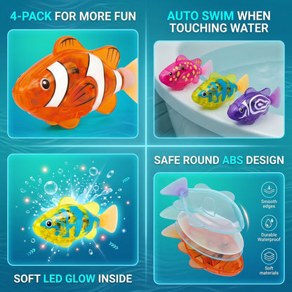 🔥🔥LAST DAY SALE 49% OFF-🛁✨Electronic Pet Fish Bath Toy | LED Light Up | Auto-Swimming Bath Toy🐠💦