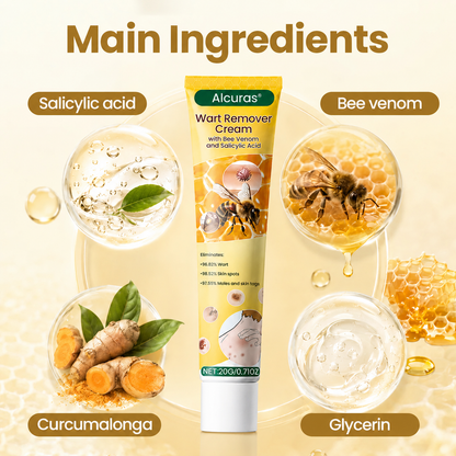 Alcuras® Wart Remover Cream with Bee Venom and Salicylic Acid – Skin Tag Removal & Skin Repair Formula for Face and Body
