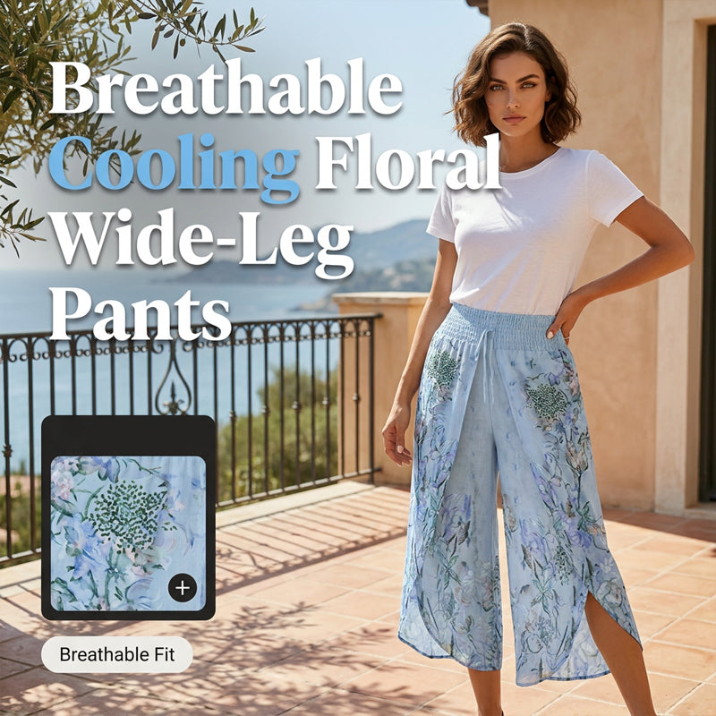 ⏳🔥LIMITED-TIME 50% OFF! 🌞Women's Floral Print High-Waist Wide-Leg Pants