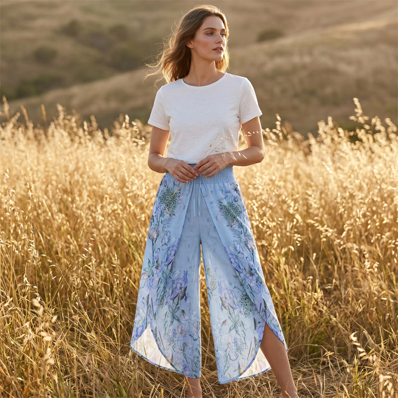 ⏳🔥LIMITED-TIME 50% OFF! 🌞Women's Floral Print High-Waist Wide-Leg Pants