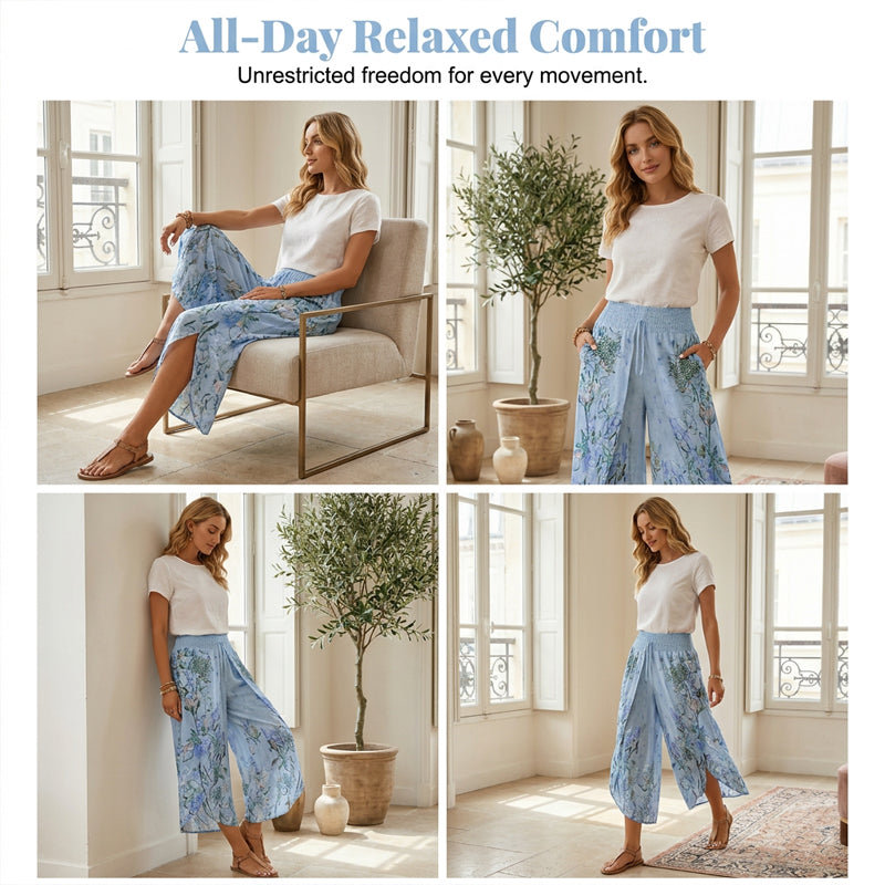 ⏳🔥LIMITED-TIME 50% OFF! 🌞Women's Floral Print High-Waist Wide-Leg Pants