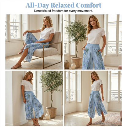 ⏳🔥LIMITED-TIME 50% OFF! 🌞Women's Floral Print High-Waist Wide-Leg Pants