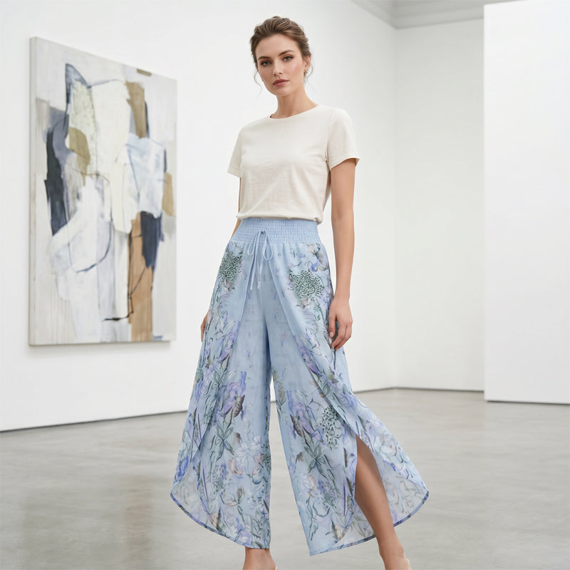 ⏳🔥LIMITED-TIME 50% OFF! 🌞Women's Floral Print High-Waist Wide-Leg Pants