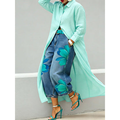 💖LAST DAY PROMOTION - 50%OFF💖Women's Long Sleeve Button-Down Maxi Shirt Dress