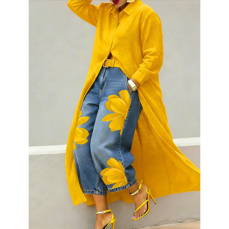 💖LAST DAY PROMOTION - 50%OFF💖Women's Long Sleeve Button-Down Maxi Shirt Dress