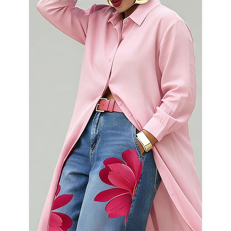 💖LAST DAY PROMOTION - 50%OFF💖Women's Long Sleeve Button-Down Maxi Shirt Dress