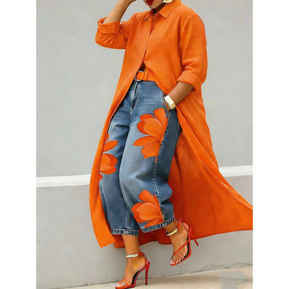 💖LAST DAY PROMOTION - 50%OFF💖Women's Long Sleeve Button-Down Maxi Shirt Dress