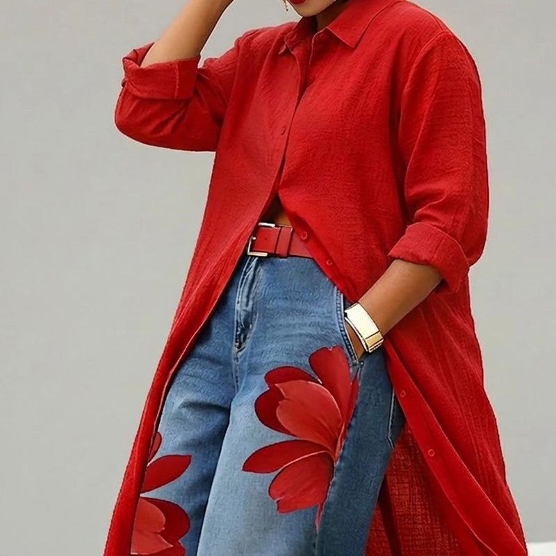 💖LAST DAY PROMOTION - 50%OFF💖Women's Long Sleeve Button-Down Maxi Shirt Dress