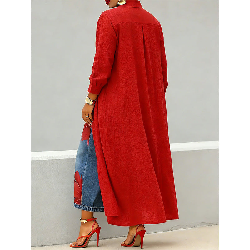 💖LAST DAY PROMOTION - 50%OFF💖Women's Long Sleeve Button-Down Maxi Shirt Dress