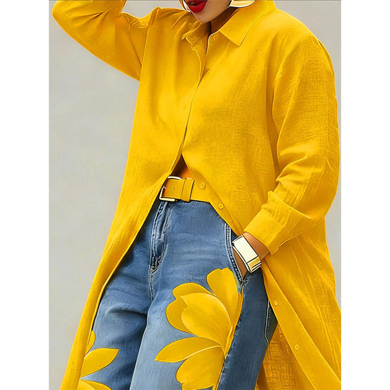 💖LAST DAY PROMOTION - 50%OFF💖Women's Long Sleeve Button-Down Maxi Shirt Dress