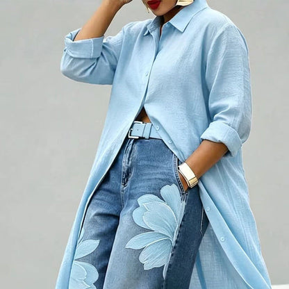 💖LAST DAY PROMOTION - 50%OFF💖Women's Long Sleeve Button-Down Maxi Shirt Dress