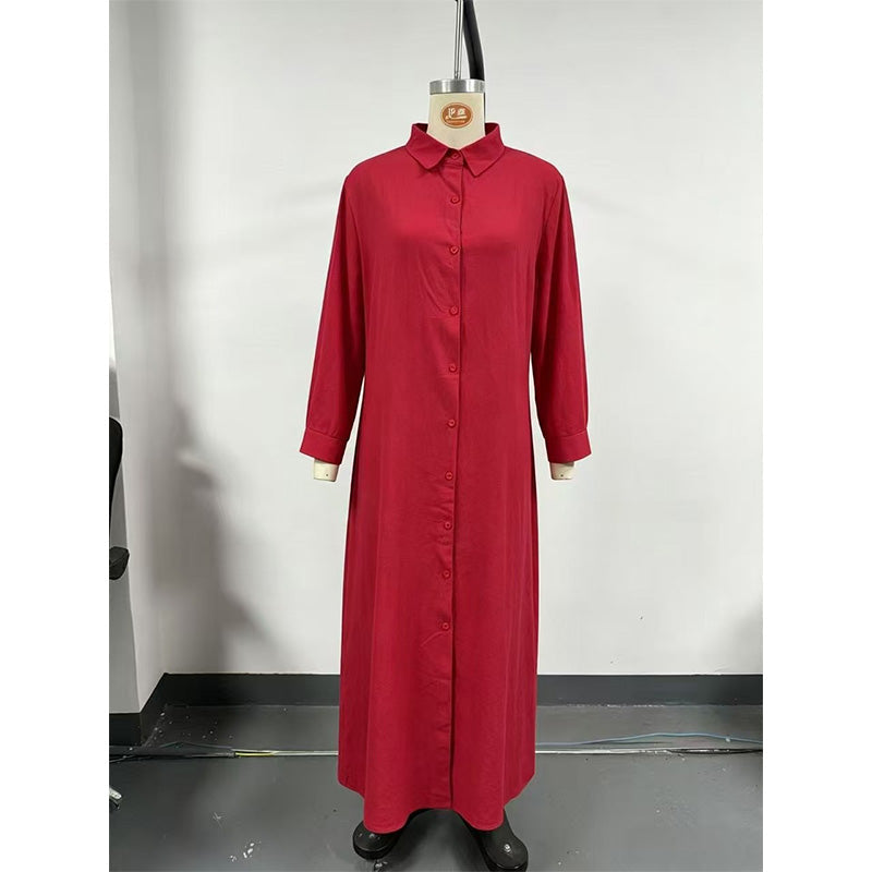 💖LAST DAY PROMOTION - 50%OFF💖Women's Long Sleeve Button-Down Maxi Shirt Dress