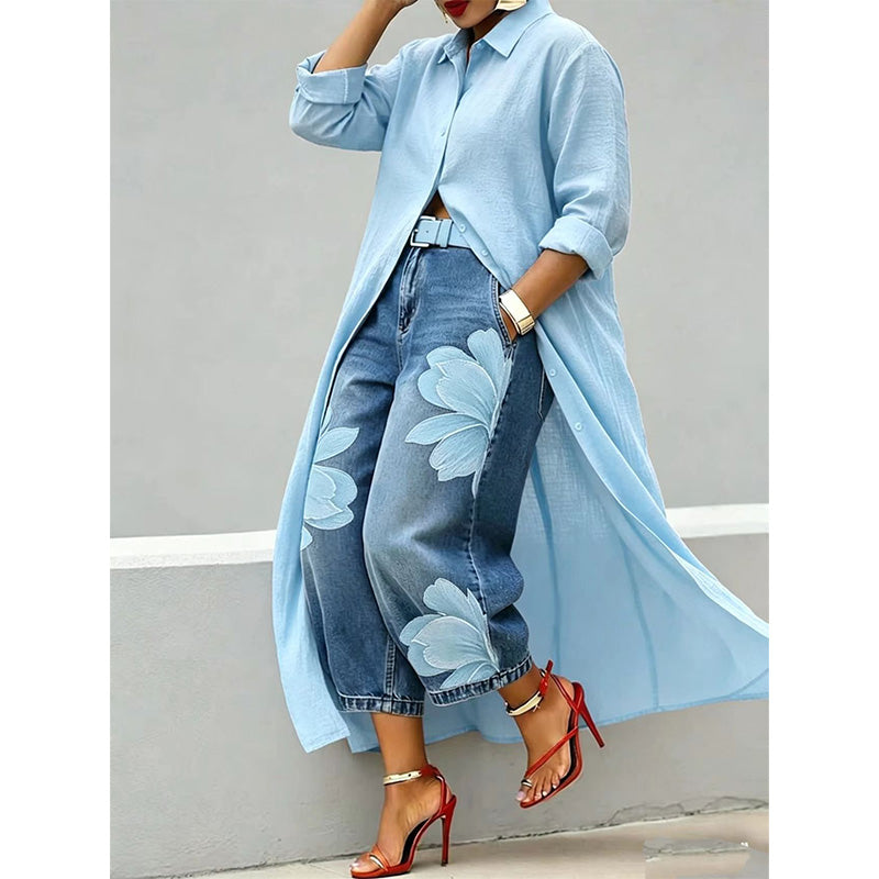 💖LAST DAY PROMOTION - 50%OFF💖Women's Long Sleeve Button-Down Maxi Shirt Dress