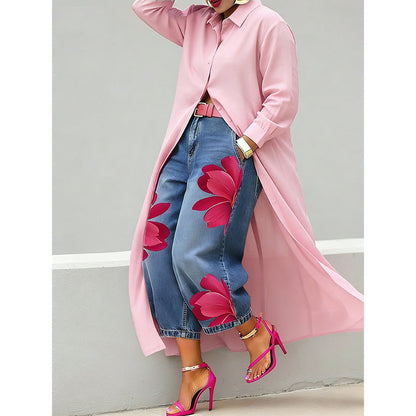 💖LAST DAY PROMOTION - 50%OFF💖Women's Long Sleeve Button-Down Maxi Shirt Dress